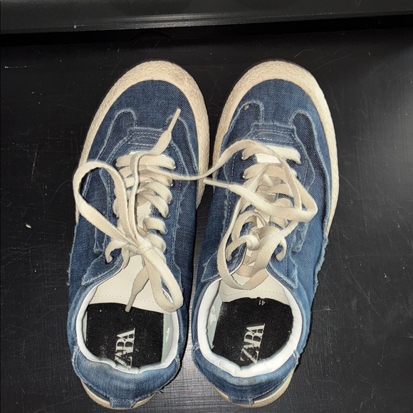 Zara Denim Blue and Cream Casual Sneakers - Picture 2 of 10
